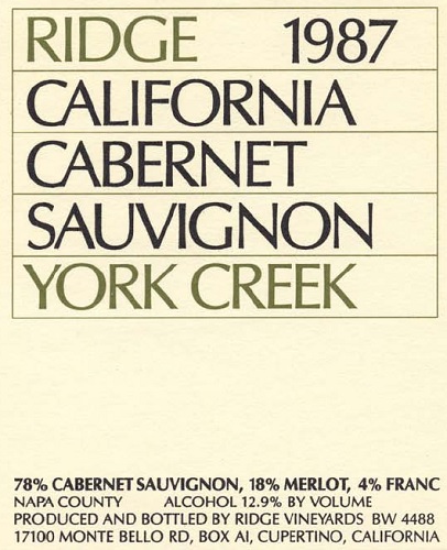 1987 York Creek Cabernet Sauvignon