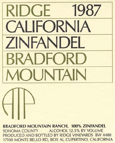 1987 Bradford Mountain Zinfandel