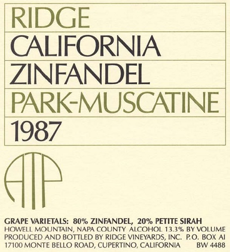 1987 Park-Muscatine Zinfandel