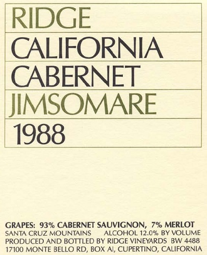 1988 Jimsomare Cabernet Sauvignon