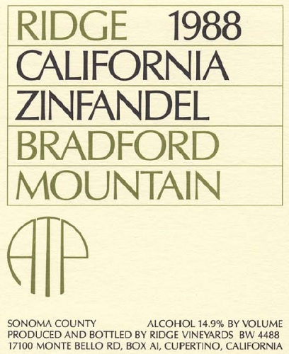 1988 Bradford Mountain Zinfandel