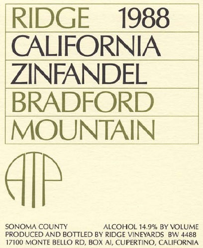 1988 Bradford Mountain Zinfandel