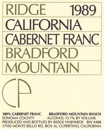 1989 Bradford Mountain Cabernet Franc