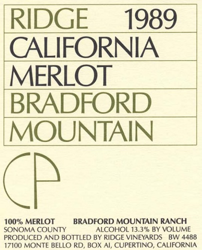 1989 Bradford Mountain Merlot