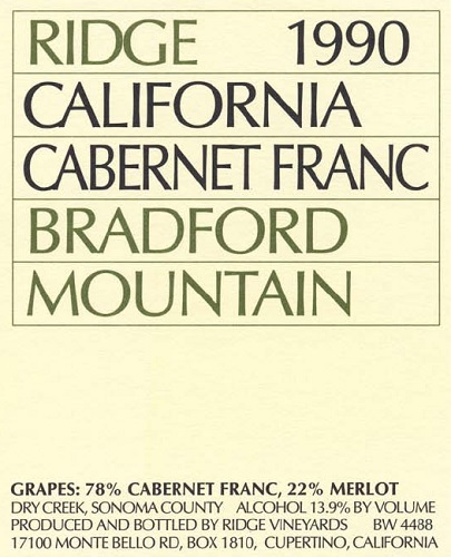 1990 Bradford Mountain Cabernet Franc