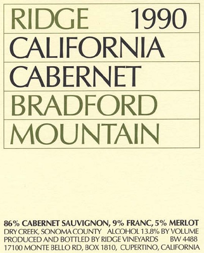 1990 Bradford Mountain Cabernet Sauvignon