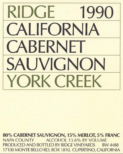 1990 York Creek Cabernet Sauvignon