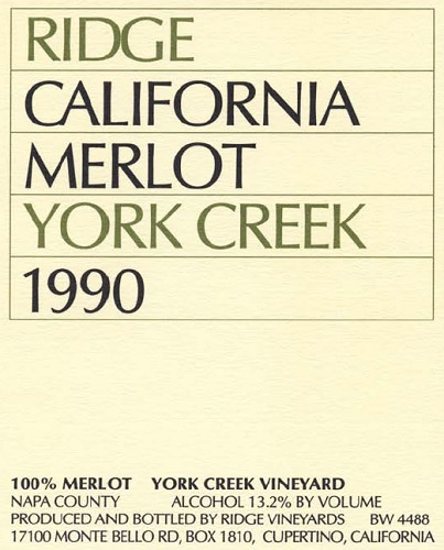 1990 York Creek Merlot