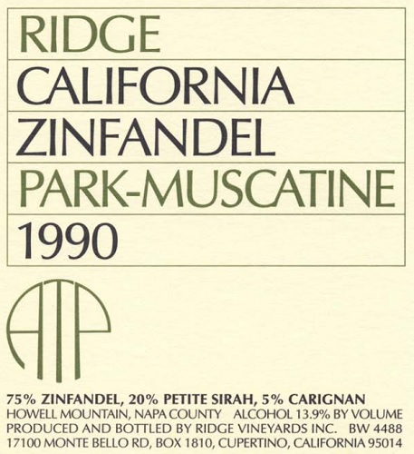 1990 Park-Muscatine Zinfandel