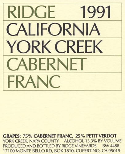 1991 York Creek Cabernet Franc