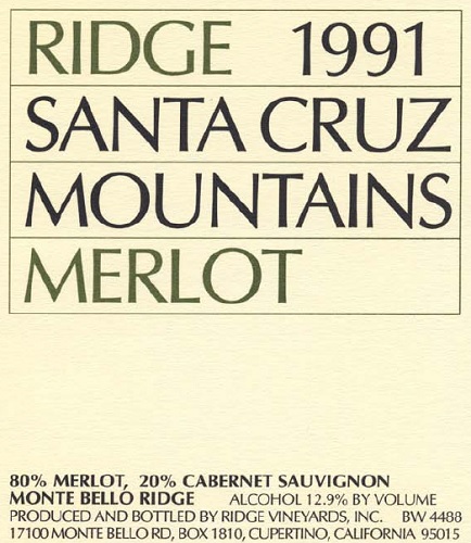 1991 Santa Cruz Mountains Merlot