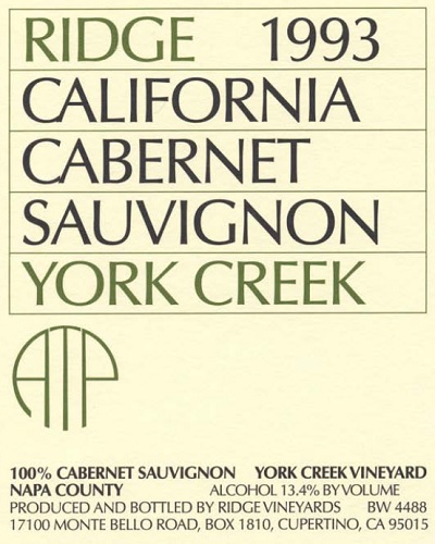1993 York Creek Cabernet Sauvignon