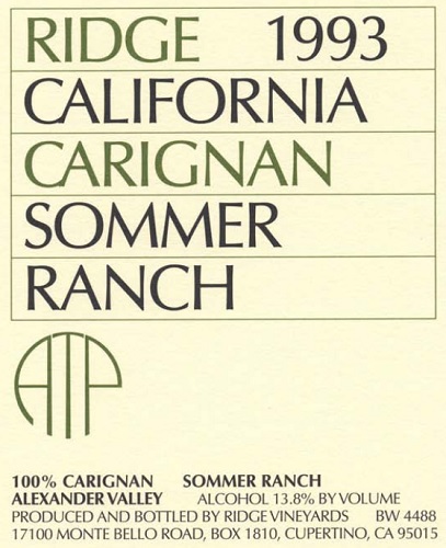 1993 Sommer Ranch Carignan