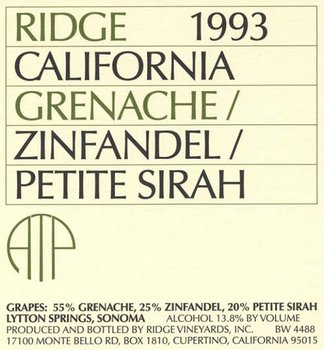 1993 Grenache Zinfandel Petite Sirah