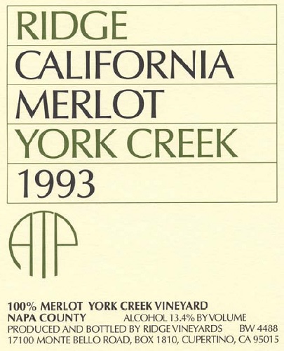 1993 York Creek Merlot