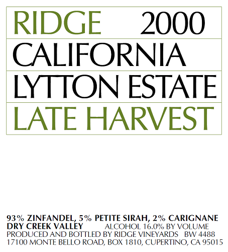 2000 Lytton Estate Zinfandel