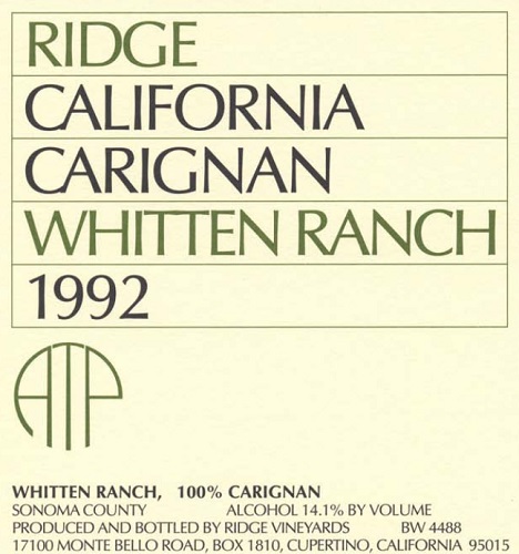1992 Whitten Ranch Carignan