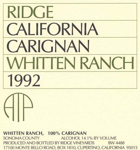 1992 Whitten Ranch Carignan