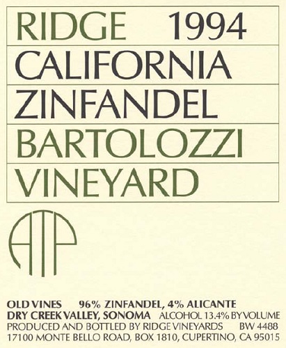 1994 Bartolozzi Zinfandel