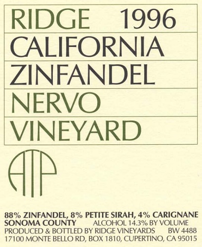 1996 Nervo Zinfandel