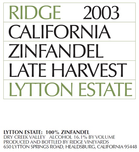 2003 Lytton Estate Zinfandel