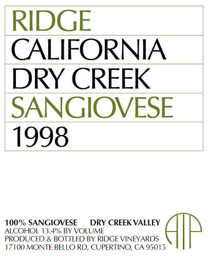 1998 Dry Creek Sangiovese