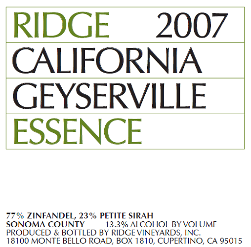 2007 Geyserville Essence