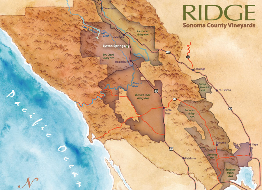 Ridge Lytton Springs Vineyard Map