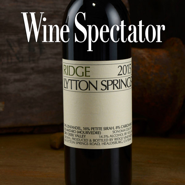 2015 Lytton Springs makes Wine Spectator's Top 100 - Ridge Vineyards