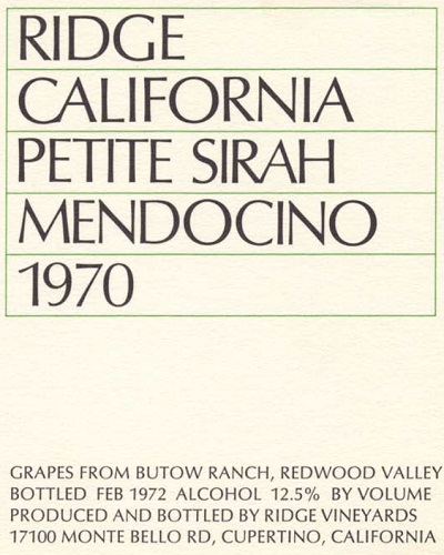 1970 Mendocino Petite Sirah