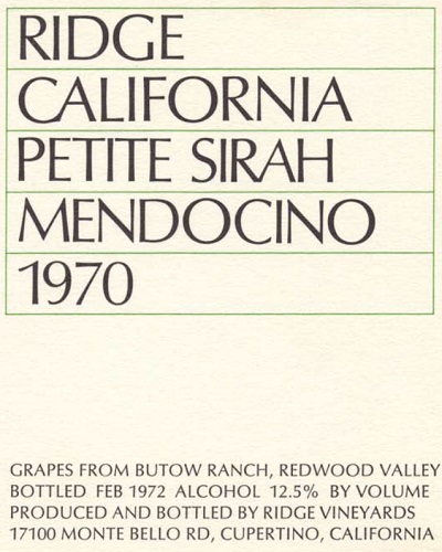 1970 Mendocino Petite Sirah