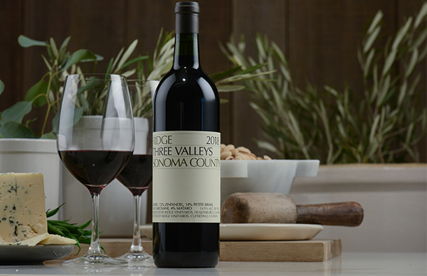 2018 Three Valleys Zinfandel by Ridge Vineyards.