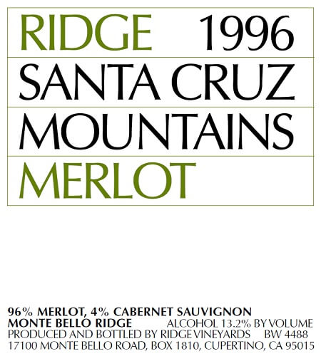1996 Santa Cruz Mountains Merlot