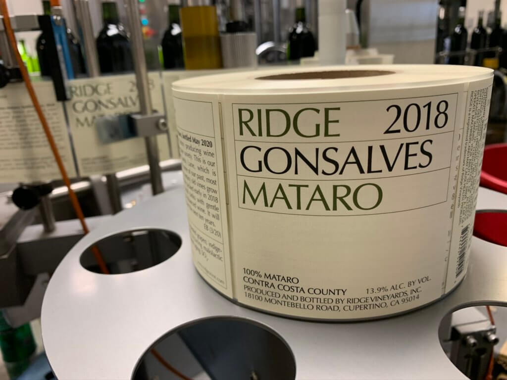 Ridge Wine labels.