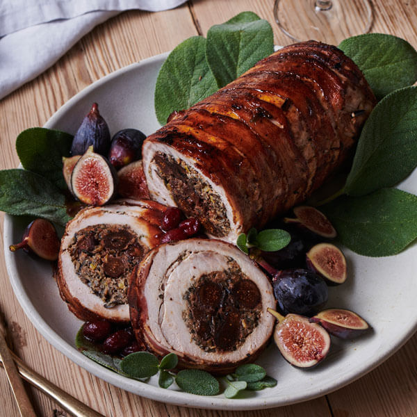 Fig Stuffed Porkloin with Zinfandel-Cranberry Glaze