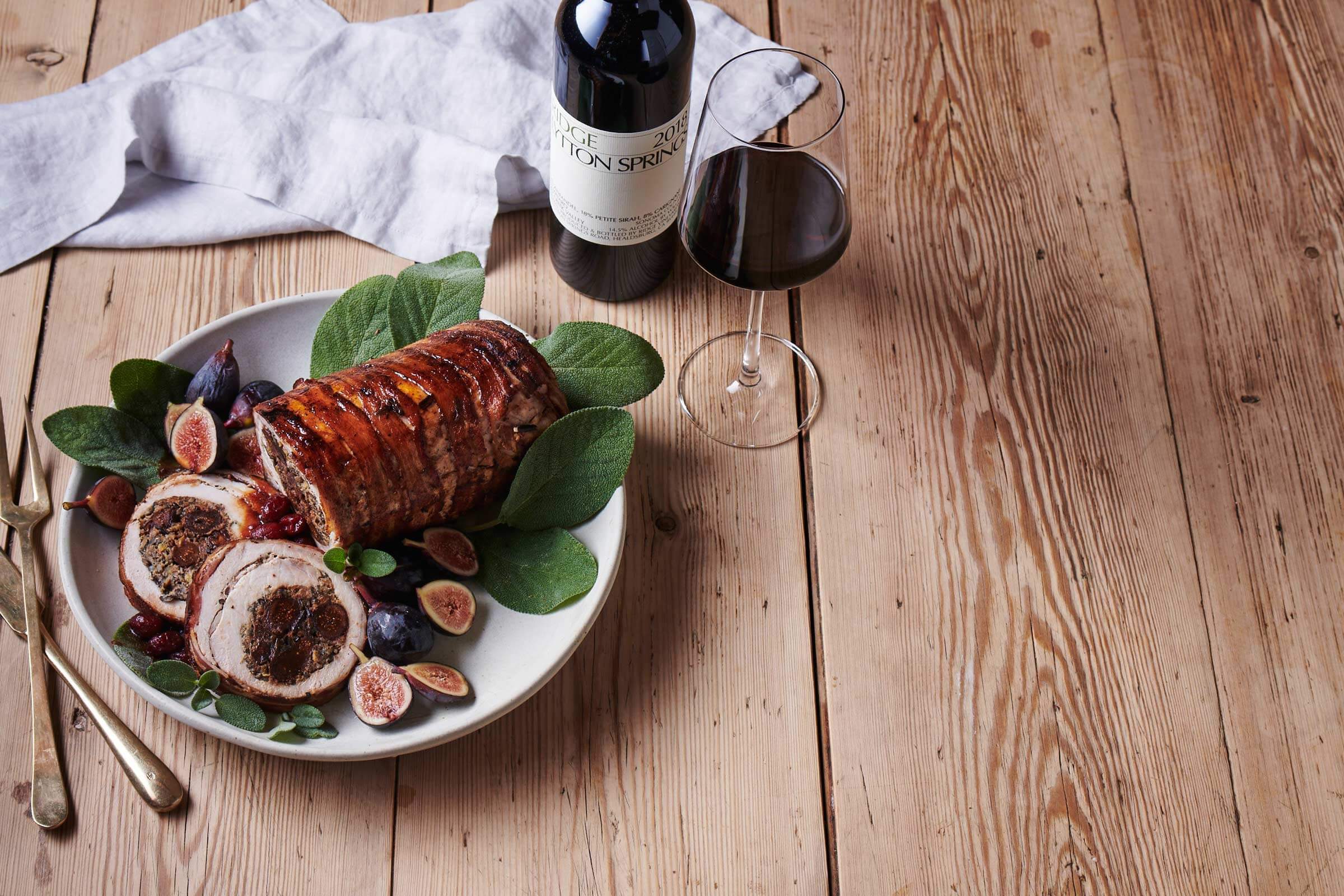 Fig Stuffed Porkloin with Zinfandel-Cranberry Glaze
