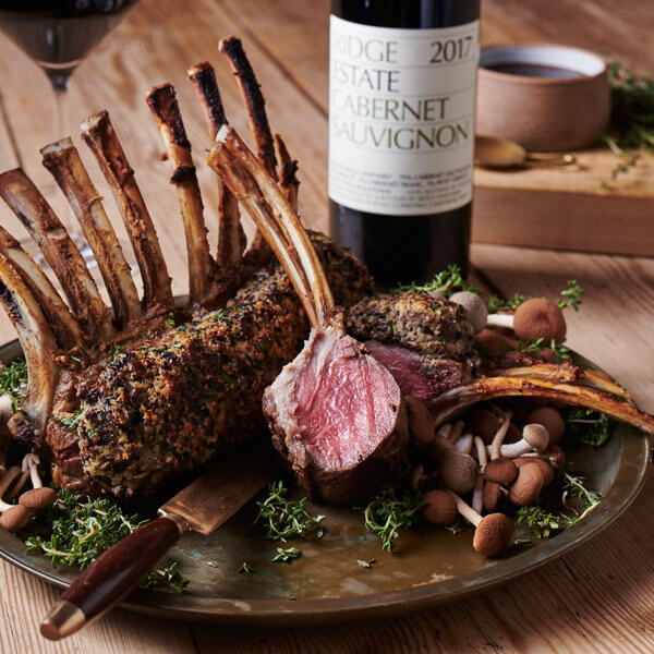 Pan Roasted Rack of Lamb with Truffle-Mushroom Crust