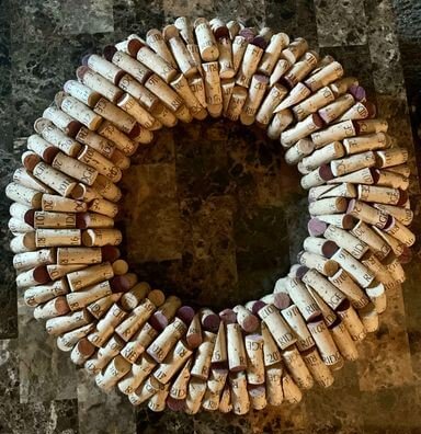 DIY wine cork wreath project.