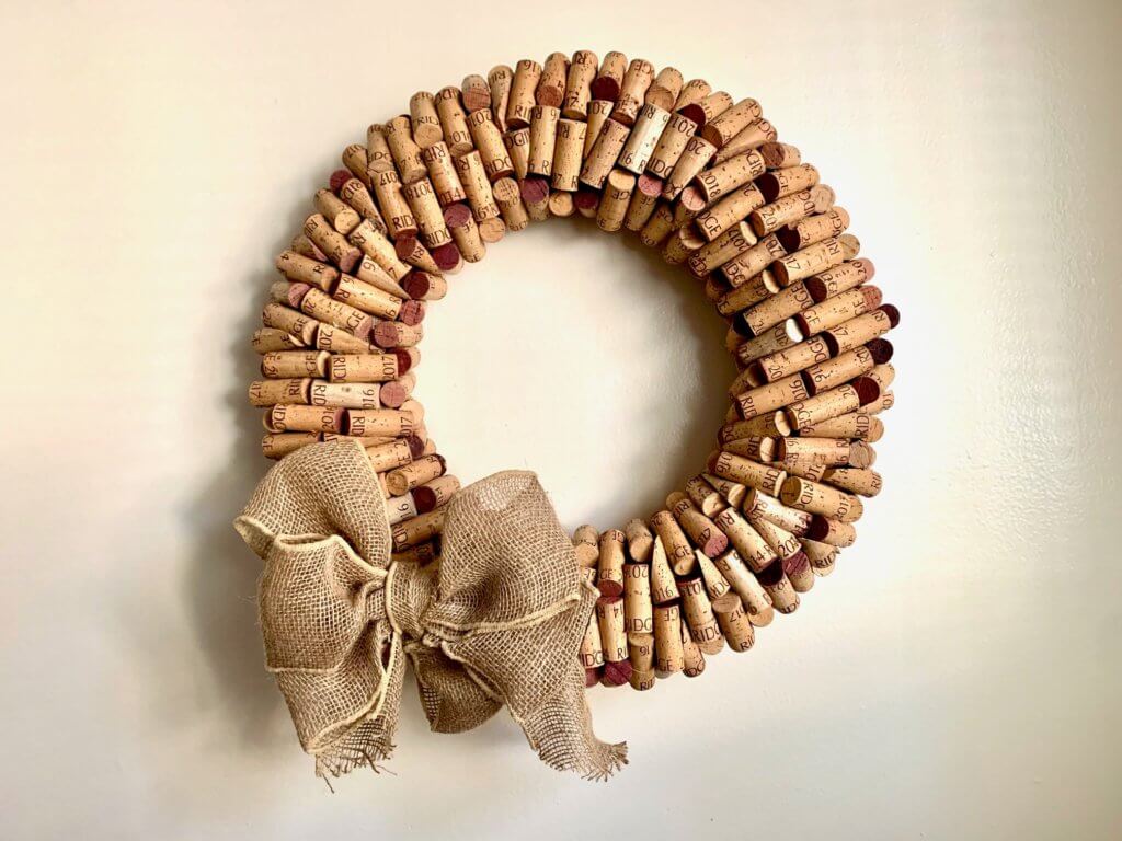 finished cork wreath project.