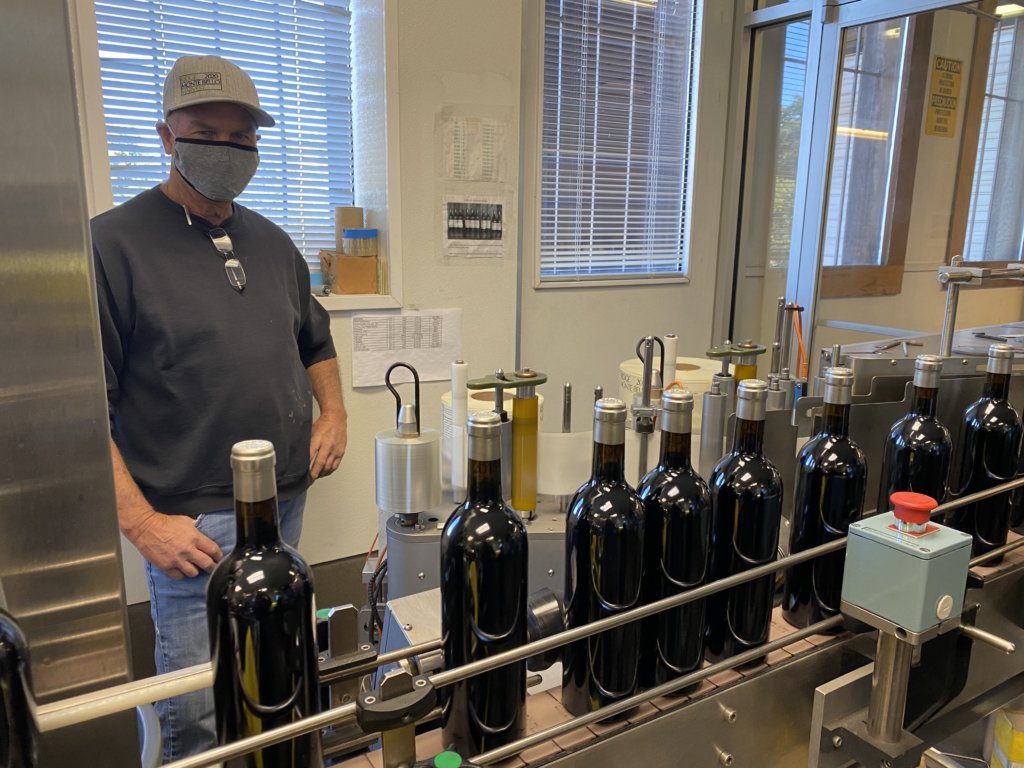 Michael McClelland oversees the production line during the 2019 Monte Bello bottling.