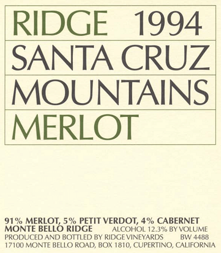 1994 Santa Cruz Mountains Merlot