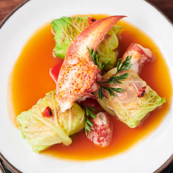 Lobster in Cabbage Leaves