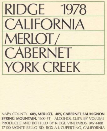 1978 York Creek Merlot/Cabernet