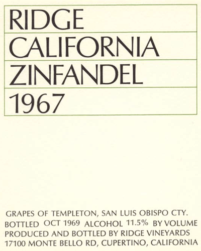 1967 Paso Robles Zinfandel